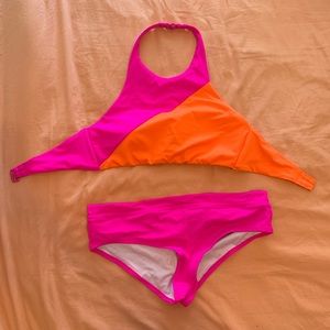 Victoria's Secret Colorblock High-Neck Bikini Set